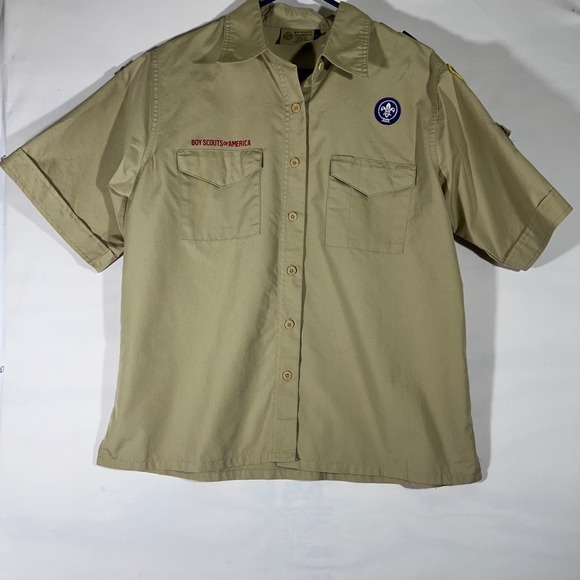 Boy Scouts of America Tops - Boy Scouts of America Uniform Shirt Women's Short Sleeve Button Up Khaki Sz L